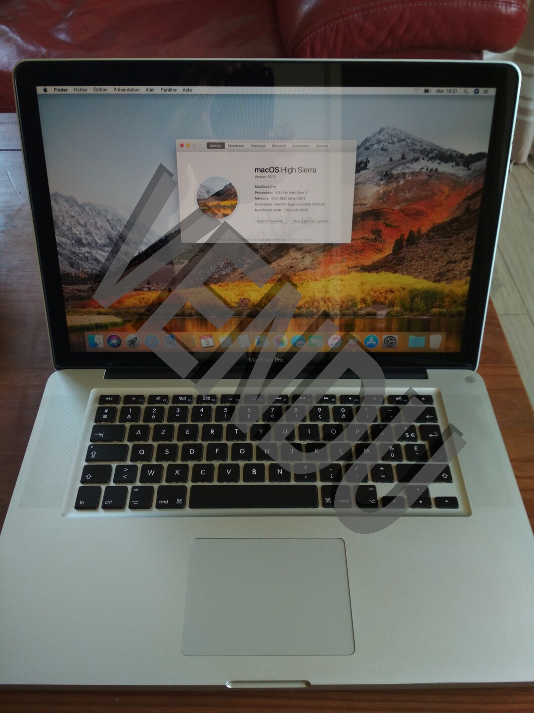 Ordinateur portable occasion reconditionné MacBook Pro intel Core i7 4Go RAM