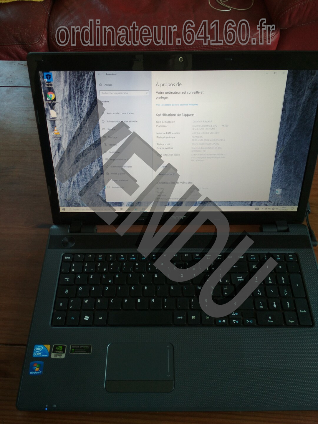 Ordinateur portable occasion reconditionné Acer Aspire 7739G-564G50Mnkk Intel Core i5 Windows 10