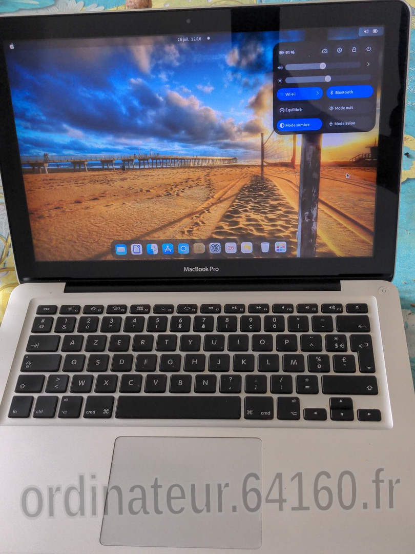 Ordinateur PC portable occasion reconditionné MacBook Pro A1278 intel Core i7 8Go RAM SSD 240Go Debian 12