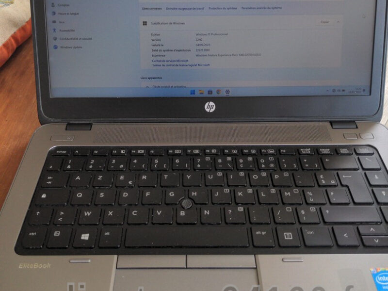 Ordinateur PC portable occasion reconditionné HP EliteBook 840 G1 Intel® Core™i7 4600U 2.70Ghz 8G RAM SSD 240 Go Windows 11